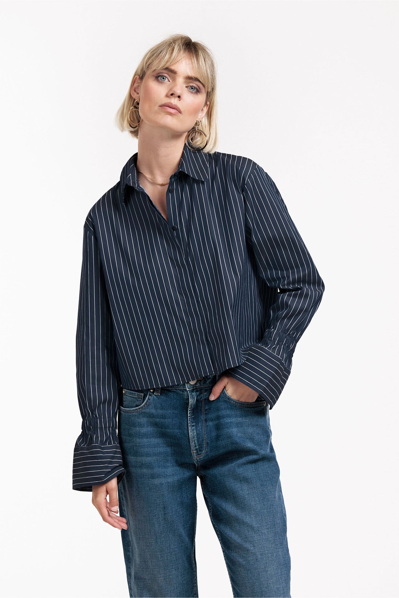 Studio Anneloes Fildeli poplin stripe blouse