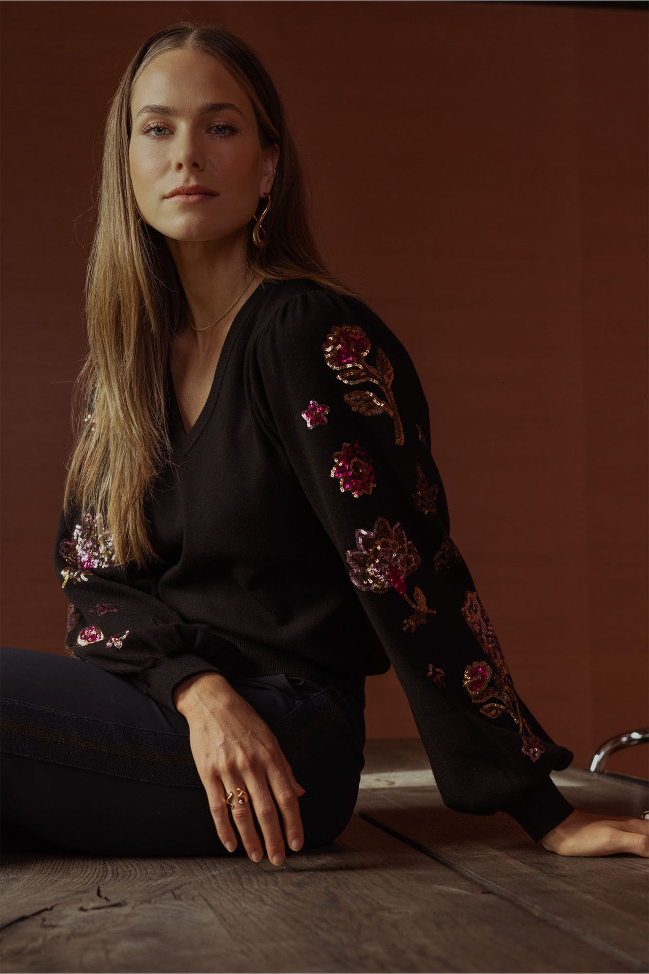 Studio Anneloes Milly flower sequins pullover