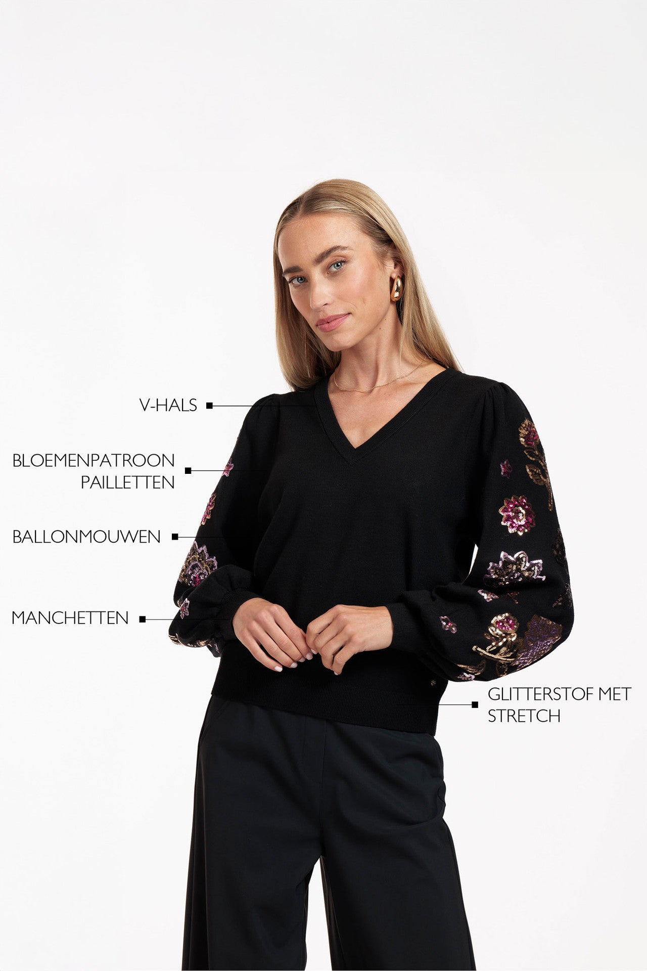 Studio Anneloes Milly flower sequins pullover