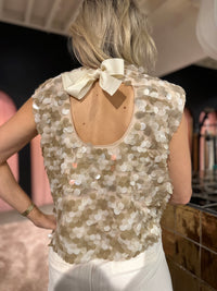 Thumbnail for Co couture Maxi sequin bow top