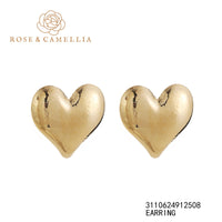 Thumbnail for Rose en camellia earring big heart goud