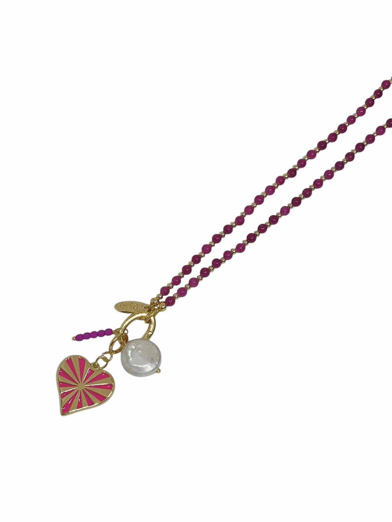 Ketting steenkralen Fuchsia fushi