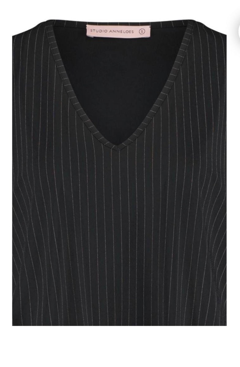 Studio anneloes vicky ssl pinstripe shirt zwart