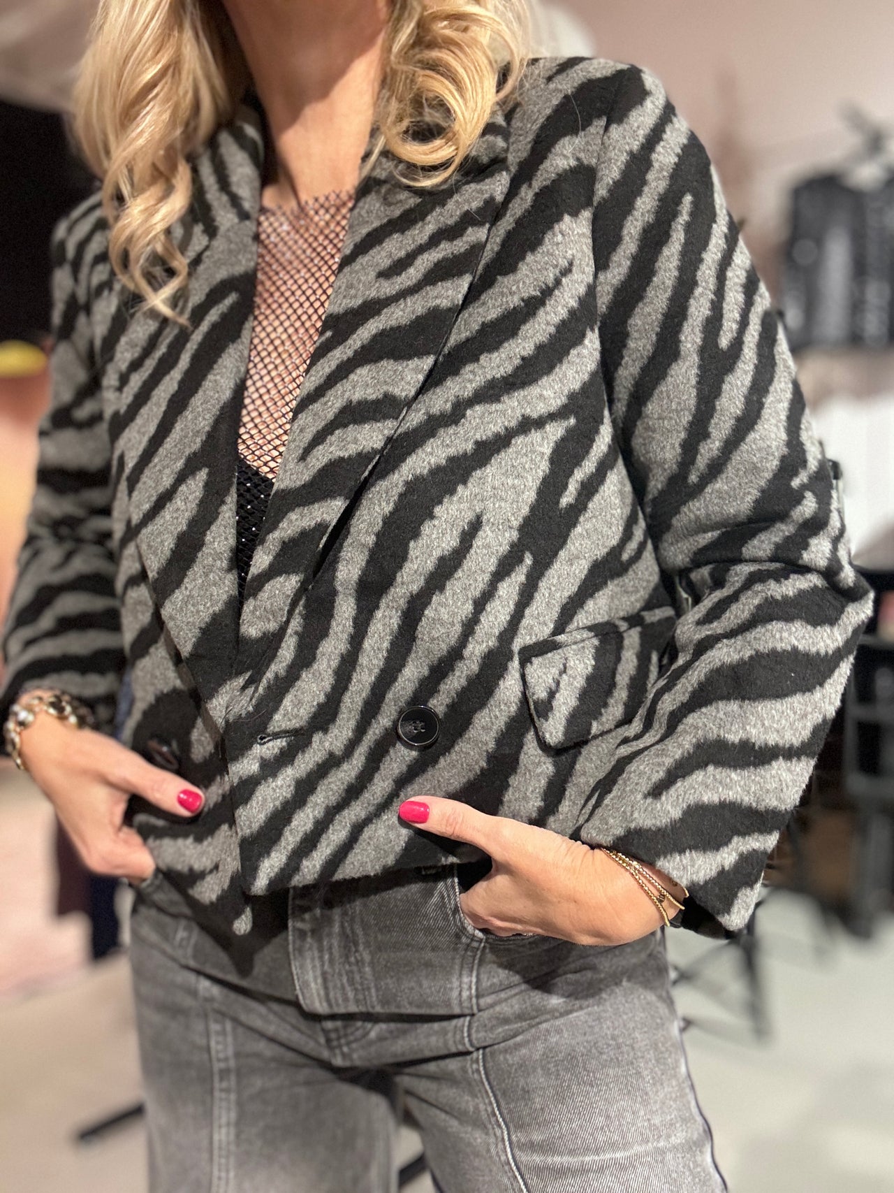 Co couture Zuri zebra crop jacket