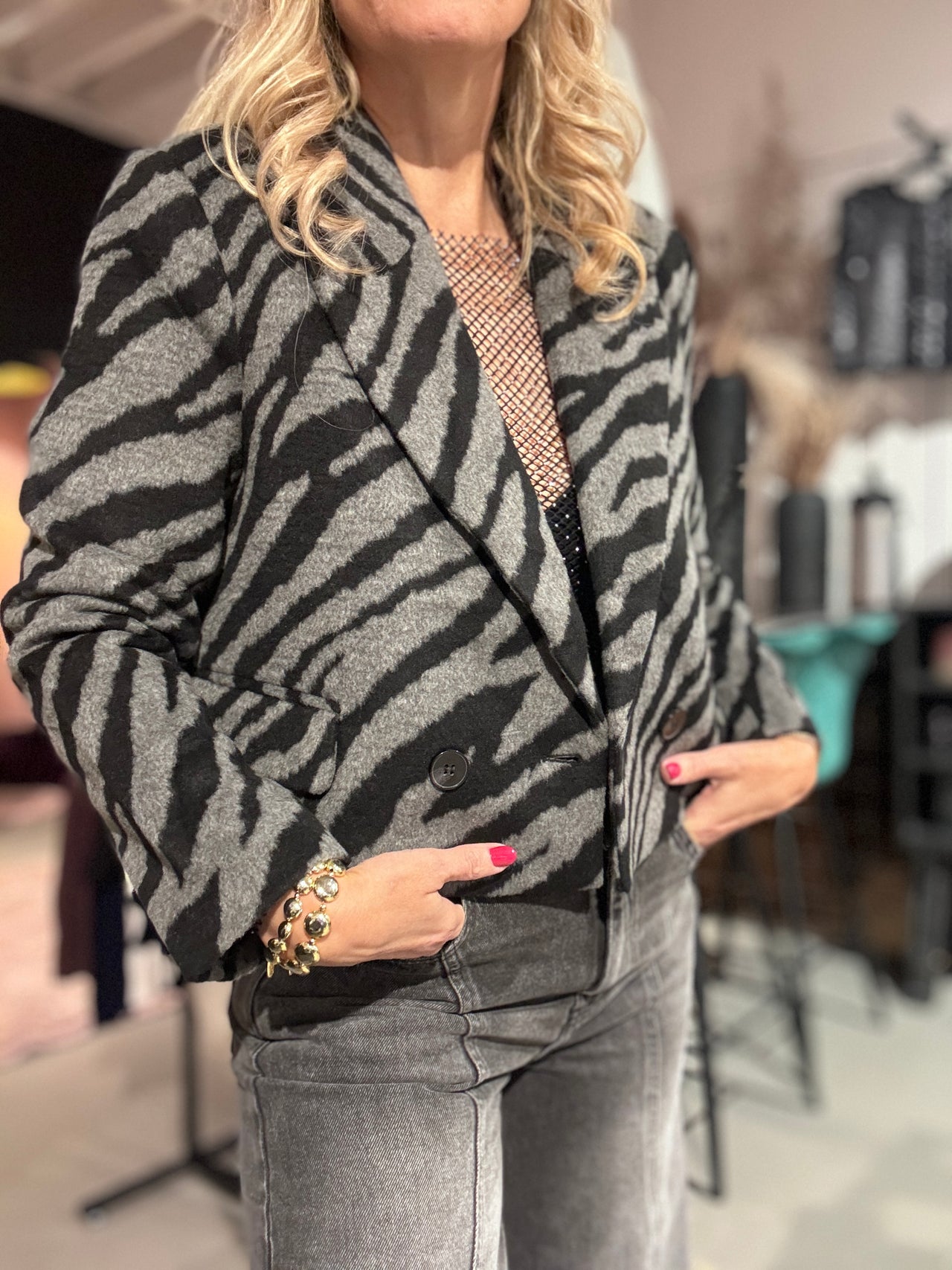 Co couture Zuri zebra crop jacket