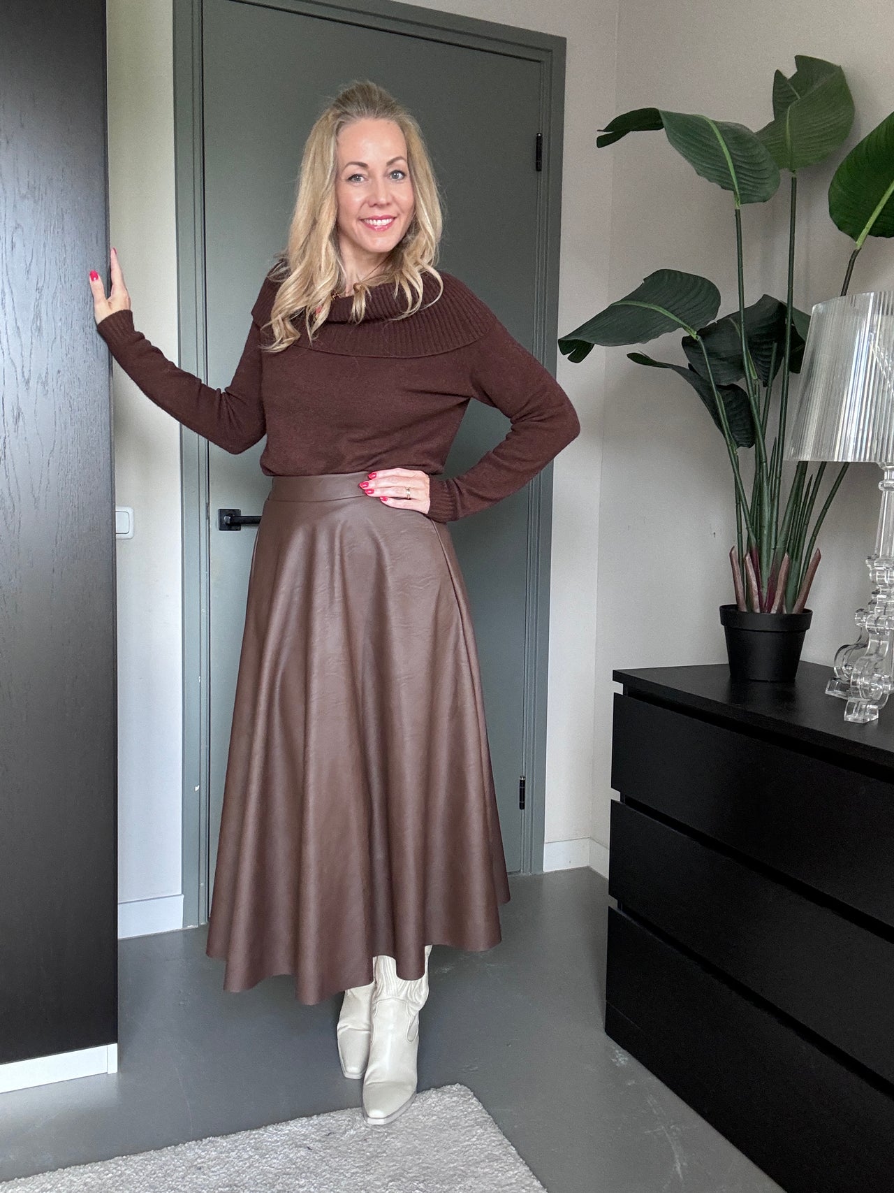 Kastgeluk vegan leather rok